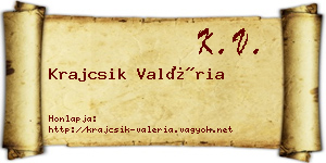 Krajcsik Valéria névjegykártya